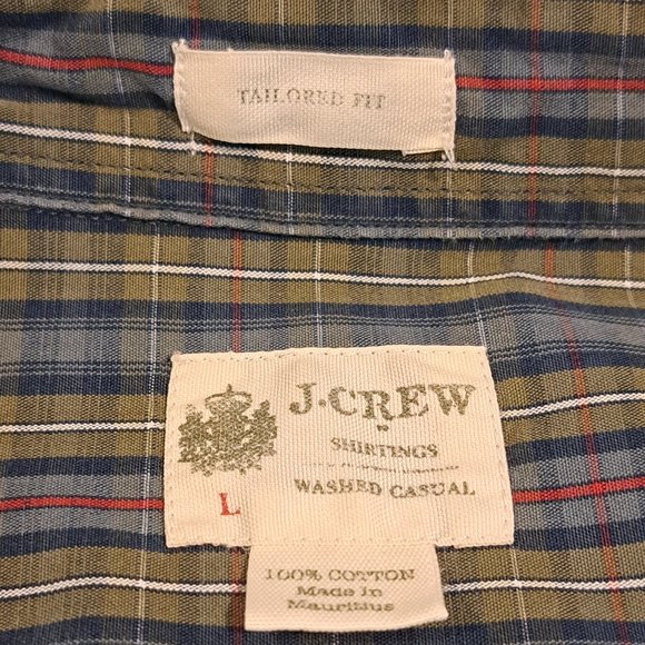 J. Crew Men's Large Tailored Fit Long Sleeve Button Down Plaid Shirt - Picture 4 of 12